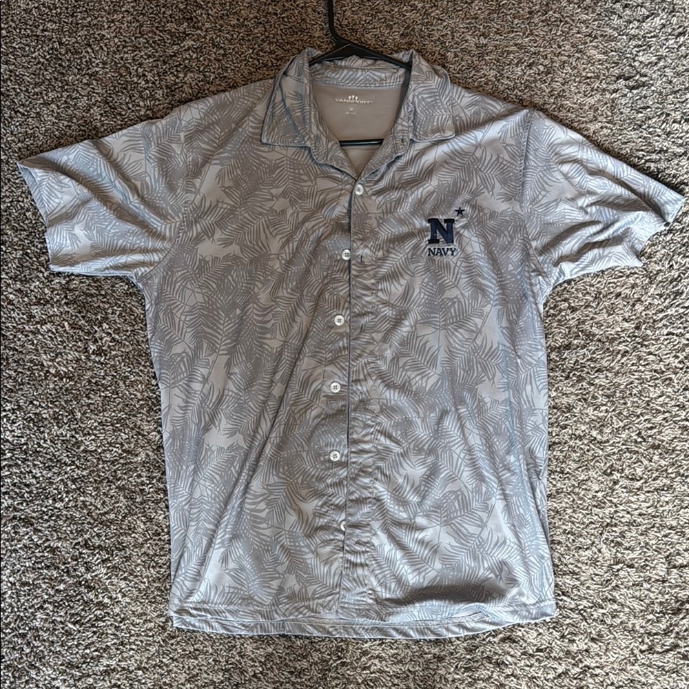Navy Gray Patterned Men's Shirt